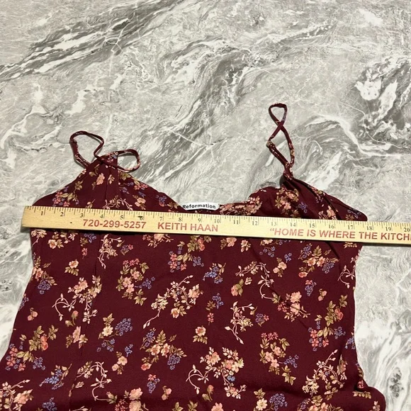 Women’s REFORMATION RED FLORAL MIDI DRESS size 12 - Picture 9 of 10